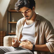 Image of man injecting compounded GLP-1 drugs into stomach.