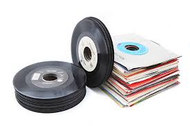 Image of a stack of old 45 rpm records